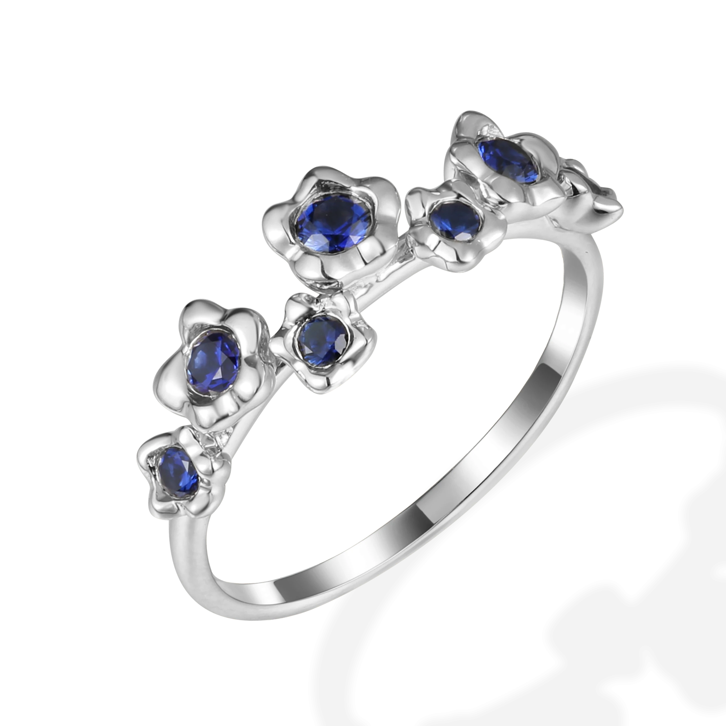 Melted gold petals blue sapphire ring